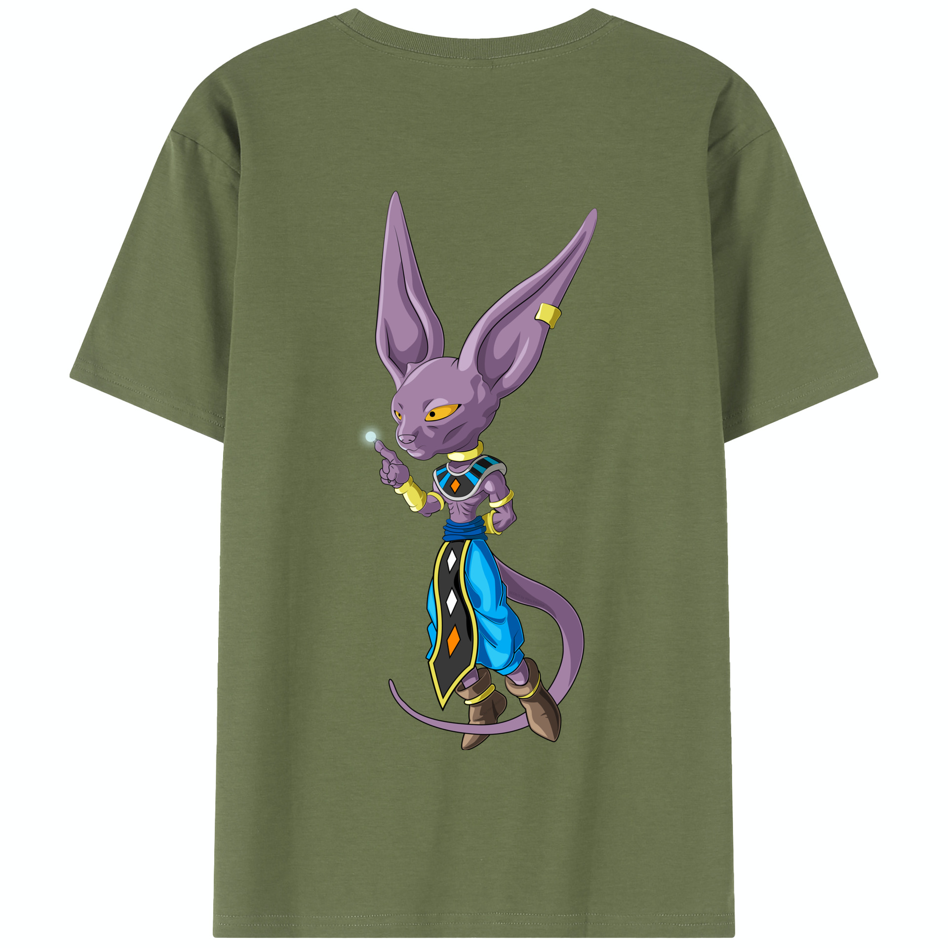 （画像用） ドラゴンボール ビルス 破壊神ビルス DRAGON BALL Beerus Birusu 綿100％半袖Tシャツ（背面プリント）
